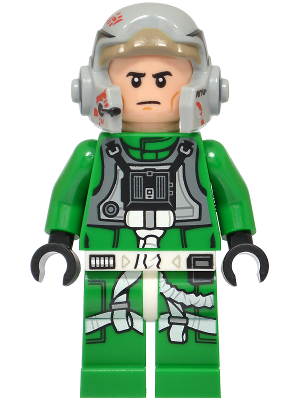Rebel Pilot A-wing - Green Jumpsuit with Dark Bluish Gray Vest (sw1510)
