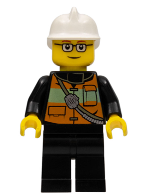 Fire - Reflective Stripe Vest with Pockets and Shoulder Strap, White Fire Helmet, Glasses (cty0508)