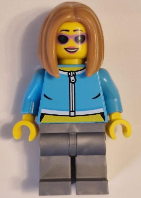 Apartment Building Resident - Female, Medium Azure Crop Top Jacket, Flat Silver Legs, Medium Nougat Hair, Sunglasses (cty1623)