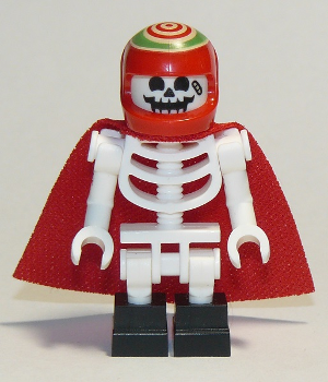 Skeleton - Red Cape and Helmet, Bent Arms, Black Square Foot (hs044)
