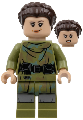 Princess Leia - Endor Outfit, Olive Green Camouflage, Braided Hair (sw1296)