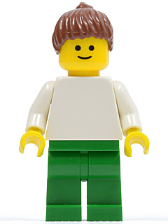 Plain White Torso with White Arms, Green Legs, Reddish Brown Ponytail Hair (pln147)