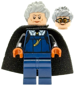 Madam Rolanda Hooch - Dark Blue Outfit with Large Whistle, Light Nougat Head, Black Spongy Cape (hp541)