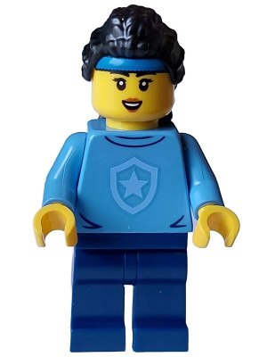 Police - City Officer in Training Female, Medium Blue Shirt with Badge, Dark Blue Legs, Black Hair, Headband (cty1560)