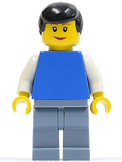 Plain Blue Torso with White Arms, Sand Blue Legs, Black Male Hair, Lipstick (twn083)