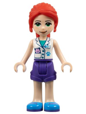 Friends Mia - Dark Purple Shorts, White Vet Vest Top, Red Hair (frnd0362)