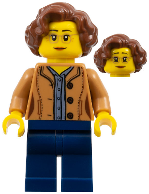 Female, Short Reddish Brown Hair, Medium Nougat Glasses and Shirt, Dark Blue Legs (twn384)
