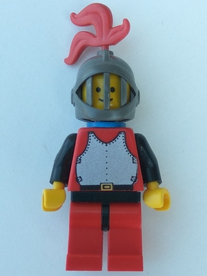 Breastplate - Red with Black Arms, Red Legs with Black Hips, Dark Gray Grille Helmet, Red Plume, Blue Plastic Cape (cas193)