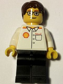 Shell - White Torso (Sticker), Black Legs, Dark Brown Short Tousled Hair, Glasses (shell015)