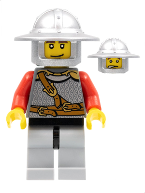 Kingdoms - Lion Knight Scale Mail with Chest Strap and Belt, Helmet with Broad Brim, Eyebrows and Goatee (cas496)
