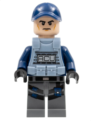 ACU Trooper - Male, Dark Blue Cap, Light Nougat Head, Sand Blue Body Armor Vest (jw010)