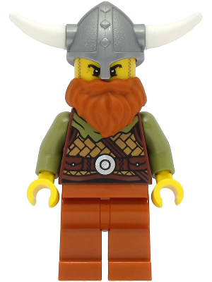 Viking Warrior - Male, Medium Nougat Leather Armor, Dark Orange Beard and Legs, Flat Silver Helmet (vik038)