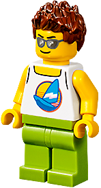 Plane Passenger - Male, White Tank Top with Dark Azure Sailboat, Lime Legs, Reddish Brown Hair Spiked (cty1196)