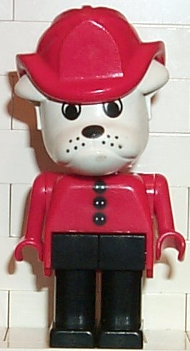 Fabuland Bulldog - Fireman, White Head, Red Fire Helmet and Top with Buttons (fab2i)