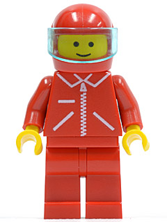 Jacket Red with Zipper - Red Arms - Red Legs, Red Helmet, Trans-Light Blue Visor (jred007)