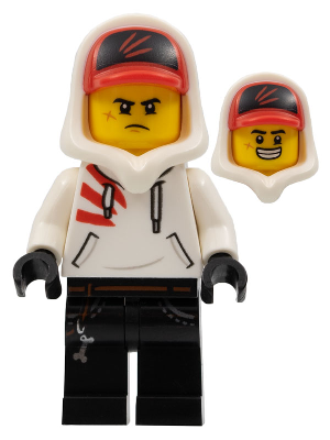 Jack Davids - White Hoodie with Cap and Hood (Large Smile / Grumpy) (hs004)