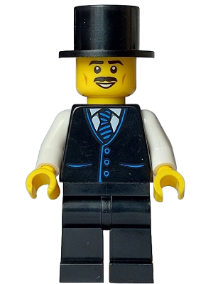 Tourist - Male, Black Vest with Blue Striped Tie, Black Legs, Black Top Hat, Moustache (bdp112)