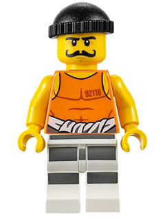 Police - Jail Prisoner 92116 Undershirt, Striped Legs, Black Knit Cap (cty0612)