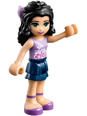 Friends Emma - Dark Blue Layered Skirt, Lavender Top with Flowers, Lavender Bow (frnd0194)