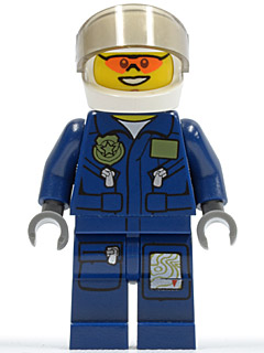 Forest Police - Helicopter Pilot, Dark Blue Flight Suit with Badge, Helmet (cty0267)