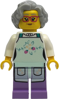 Nonna / Fishmonger - Light Aqua Apron, Light Bluish Gray Wavy Hair (idea245)