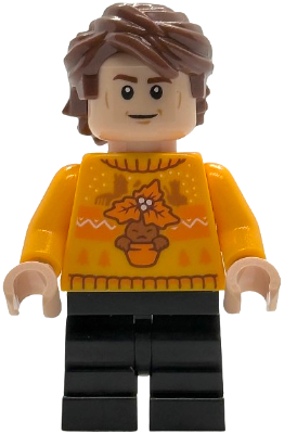 Cedric Diggory - Bright Light Orange Holiday Sweater, Black Medium Legs (hp596)