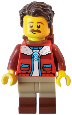 Camper - Male, Red Jacket over White Shirt, Dark Tan Legs with Reddish Brown Boots, Dark Brown Hair, Backpack (idea147)