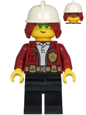 Fire Chief, Female - Freya McCloud, Dark Red Jacket, Black Legs, White Fire Helmet, Dark Red Hair (cty1211)