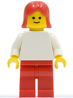 Plain White Torso with White Arms, Red Legs, Red Female Hair (pln115)