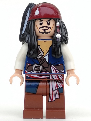 Captain Jack Sparrow - White Shirt, Dark Blue Plain Vest, Bandana (poc001)
