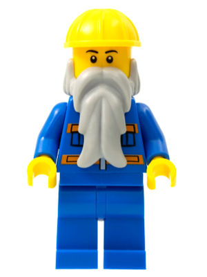 Blue Jacket with Pockets and Orange Stripes, Blue Legs, Beard, Yellow Construction Helmet, Black Eyebrows (cty0123a)