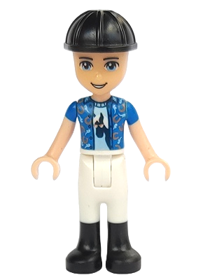 Friends Zack - White Riding Pants, Blue Shirt over Medium Blue T-Shirt, Black Construction Helmet (frnd0286)