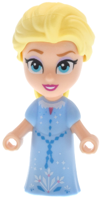 Elsa - Micro Doll, Bright Light Blue Dress with Beaded Belt, Open Mouth Smile (dp233)