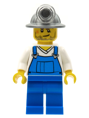 Miner - Overalls Blue over V-Neck Shirt, Blue Legs, Mining Helmet, Crooked Smile and Scar (cty0310)