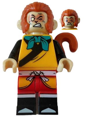 Monkey King - Bright Light Orange Robe, Dark Turquoise Bandana, Closed Left Eye (mk101)