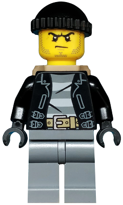Police - City Bandit Male with Black Stubble and Backpack (cty0452)
