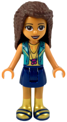 Friends Andrea - Dark Blue Skirt, Gold Top with Dark Turquoise Vest (frnd0292)