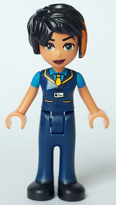 Friends Zoe - Dark Blue Vest with Bright Light Orange Tie, Dark Blue Trousers, Black Shoes (frnd0636)