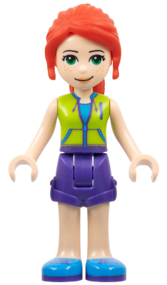 Friends Mia - Dark Purple Shorts, Lime Jacket Top, Red Hair (frnd0349)