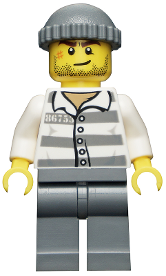 Police - Jail Prisoner 86753 Prison Stripes, Dark Bluish Gray Knit Cap (cty0457)