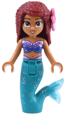 Ariel, Mermaid (Medium Nougat) - Mini Doll, Bright Pink Flower (dp181)