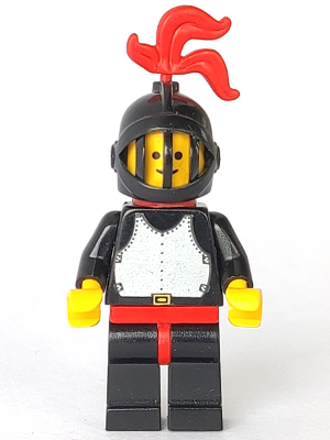 Breastplate - Black, Black Legs with Red Hips, Black Grille Helmet, Red Plume, Red Plastic Cape (cas175)