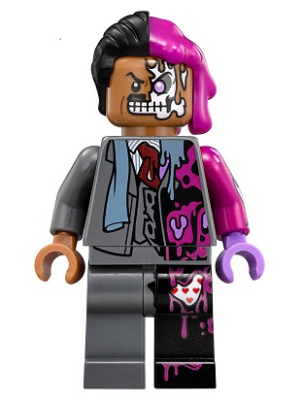 Two-Face - Dark Bluish Gray Suit, Black and Magenta Hair (sh0395)