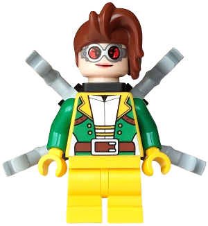 Doc Ock - Female, Medium Legs, Green Open Jacket, Round Goggles, Light Bluish Gray Arms (sh1118)