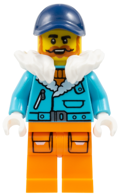 Arctic Explorer Captain - Male, Medium Azure Jacket, White Fur Collar, Dark Orange Beard, Dark Blue Cap (cty1895)