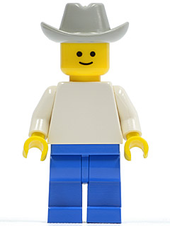Plain White Torso with White Arms, Blue Legs, Light Gray Cowboy Hat (pln078)