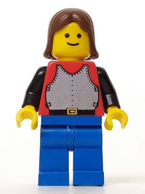 Breastplate - Red with Black Arms, Blue Legs, Brown Female Hair (cas197)