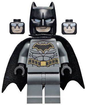 Batman - Dark Bluish Gray Suit with Gold Outline Belt and Crest, Mask and Cape (sh0589a)