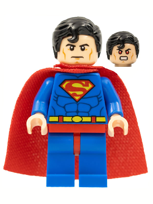 Superman - Blue Suit, Spongy Cape, Hair with Front Curl, Frown / Red Eyes (sh0156)