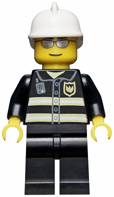 Fire - Reflective Stripes, Black Legs, White Fire Helmet, Silver Sunglasses (wc021)